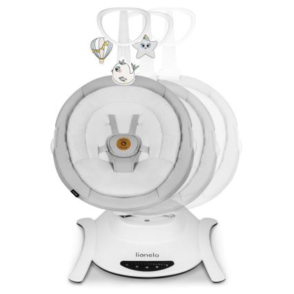 Lionelo - Παιδικό κουνιστό κάθισμα με μελωδία BELLA Grey Concrete + τηλεχειριστήριο