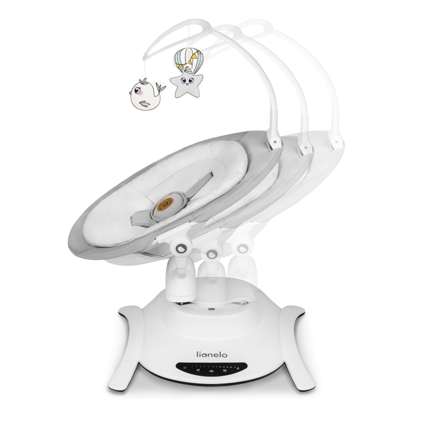 Lionelo - Παιδικό κουνιστό κάθισμα με μελωδία BELLA Grey Concrete + τηλεχειριστήριο