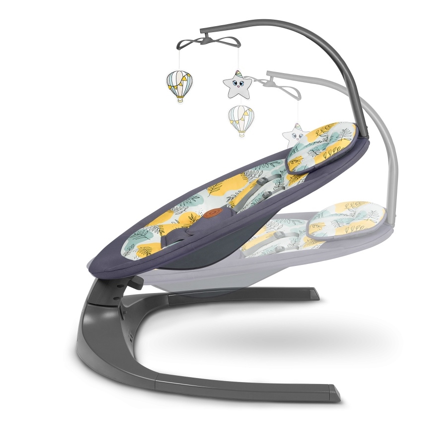 Lionelo - Παιδικό κουνιστό κάθισμα με μελωδία RALF 4xAA Grey Concrete + τηλεχειριστήριο