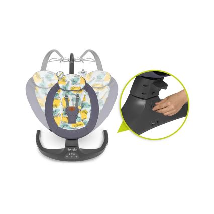 Lionelo - Παιδικό κουνιστό κάθισμα με μελωδία RALF 4xAA Grey Concrete + τηλεχειριστήριο