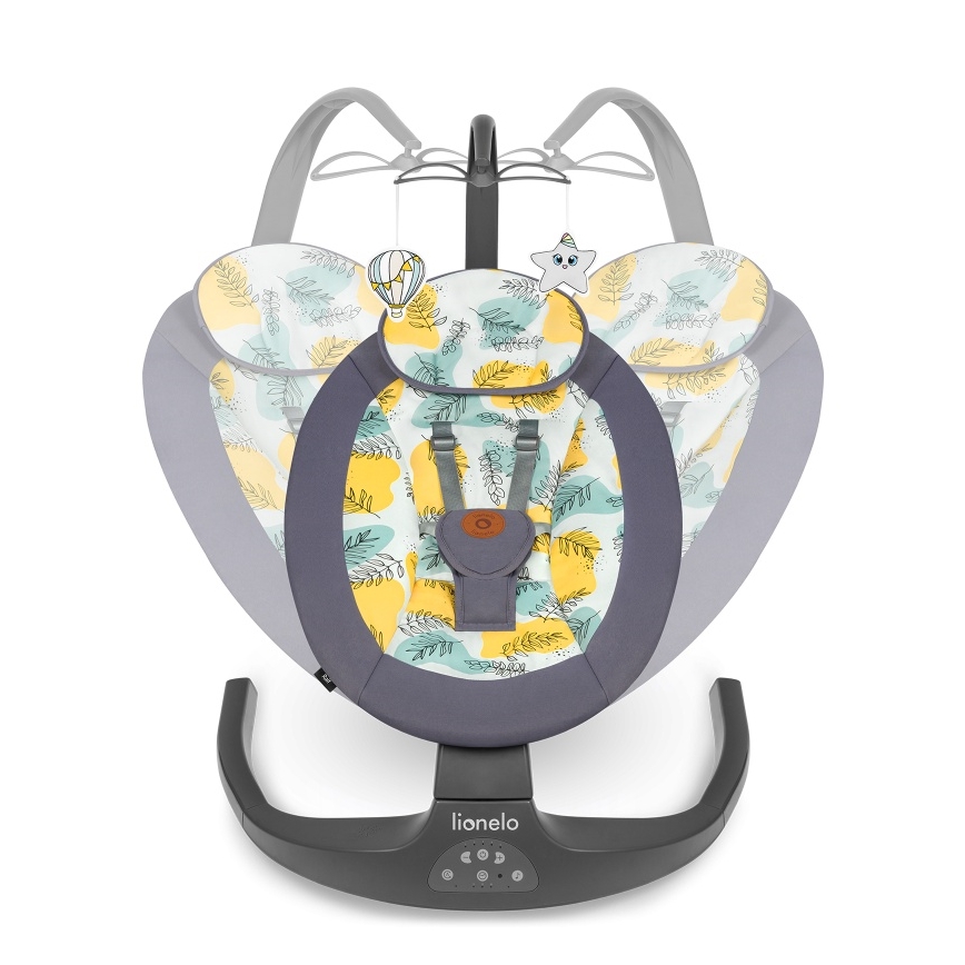 Lionelo - Παιδικό κουνιστό κάθισμα με μελωδίες RALF, με τροφοδοσία 4xAA, Grey Concrete + τηλεχειριστήριο