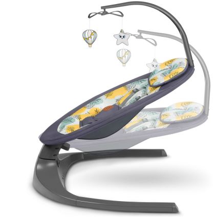 Lionelo - Παιδικό κουνιστό κάθισμα με μελωδίες RALF, με τροφοδοσία 4xAA, Grey Concrete + τηλεχειριστήριο