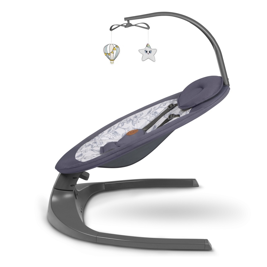 Lionelo - Παιδικό κουνιστό καθισματάκι με μελωδία RALF 4xAA γκρι/λευκό + τηλεχειριστήριο