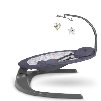 Lionelo - Παιδικό κουνιστό καθισματάκι με μελωδία RALF 4xAA γκρι/λευκό + τηλεχειριστήριο