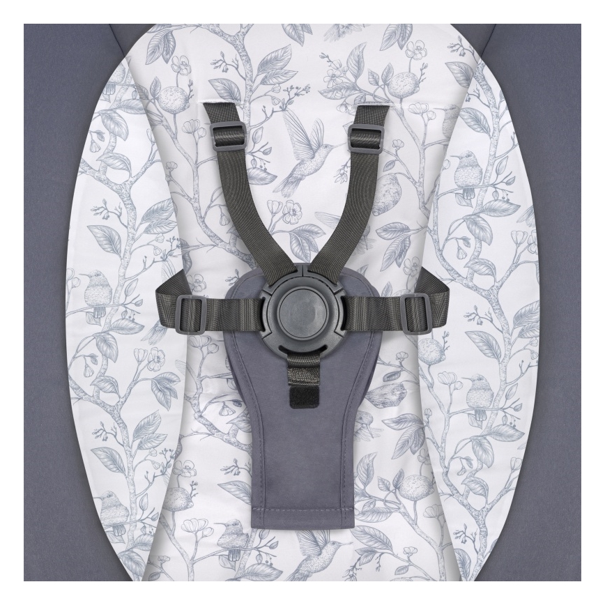 Lionelo - Παιδικό κουνιστό καθισματάκι με μελωδία RALF 4xAA γκρι/λευκό + τηλεχειριστήριο