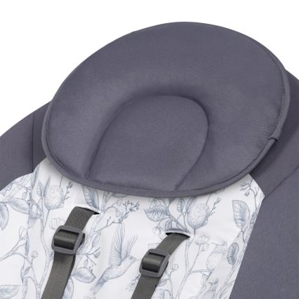 Lionelo - Παιδικό κουνιστό καθισματάκι με μελωδία RALF 4xAA γκρι/λευκό + τηλεχειριστήριο