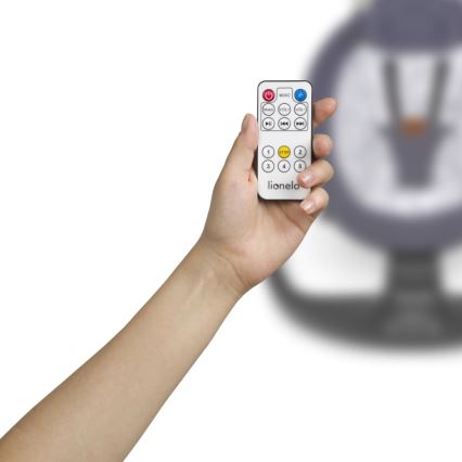 Lionelo - Παιδικό κουνιστό καθισματάκι με μελωδία RALF 4xAA γκρι/λευκό + τηλεχειριστήριο