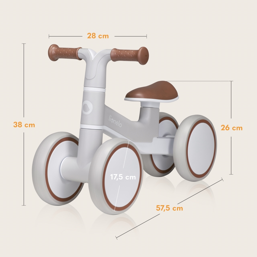 Lionelo - Παιδικό ποδήλατο ισορροπίας VILLY, σε μπεζ απόχρωση latte