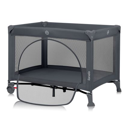 Lionelo - Παιδικό ταξιδιωτικό κρεβατάκι LAURA Γκρι Μπετόν