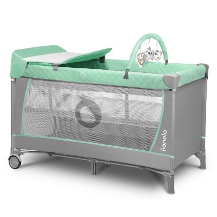 Lionelo - Παιδικό ταξιδιωτικό παρκοκρέβατο FLOWER Τιρκουάζ