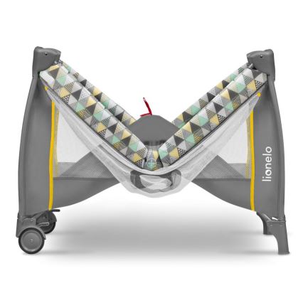 Lionelo - Παρκοκρέβατο SVEN PLUS γκρι/κίτρινο