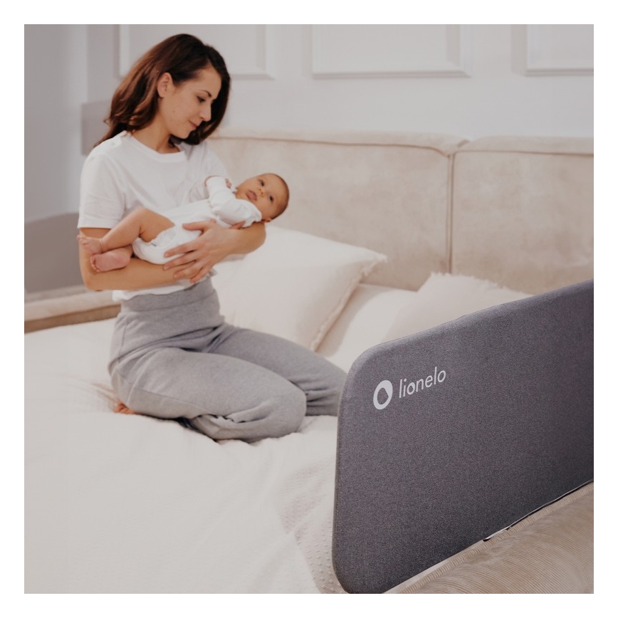 Lionelo - Προστατευτική μπάρα κρεβατιού LORA σε σκούρο γκρι