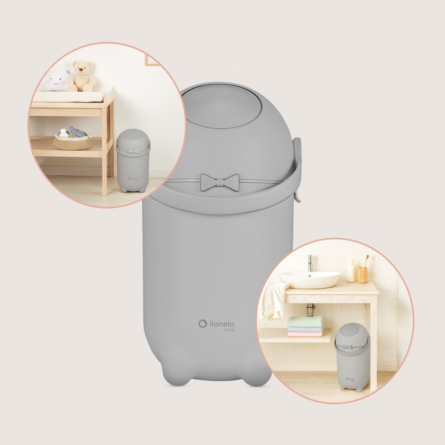 Lionelo - PUREBIN Κάδος για πάνες 10 l, Γκρι