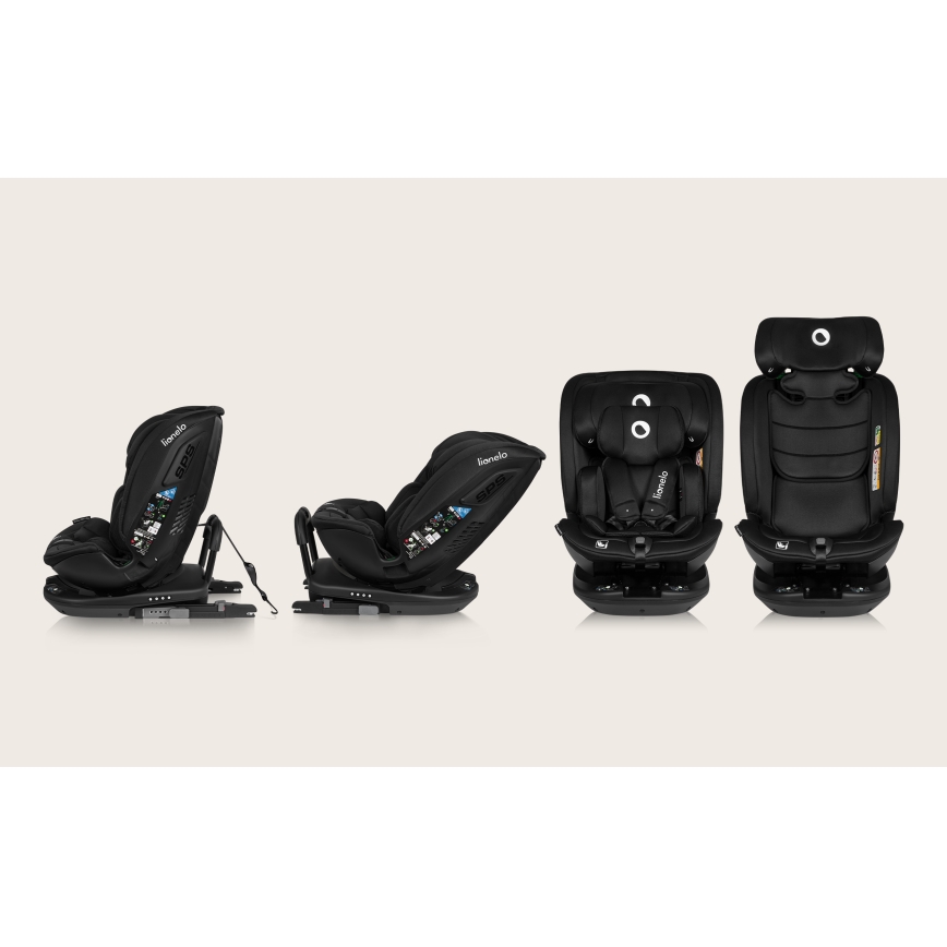 Lionelo - Περιστρεφόμενο παιδικό κάθισμα αυτοκινήτου με βάση BASTIAAN i-Size 40-150 cm Μαύρο Carbon
