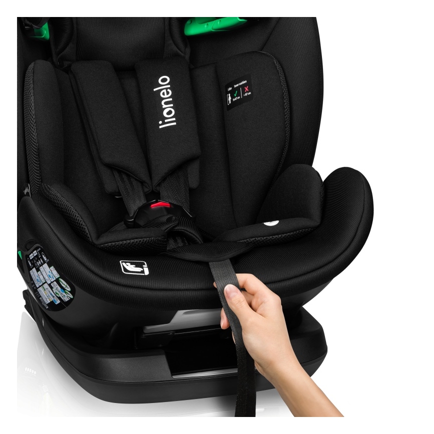 Lionelo - Περιστρεφόμενο παιδικό κάθισμα αυτοκινήτου με βάση LAVENDER i-Size 76-150 cm Μαύρο Carbon