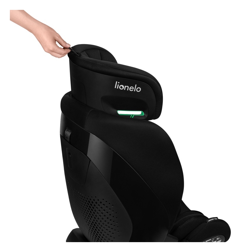 Lionelo - Περιστρεφόμενο παιδικό κάθισμα αυτοκινήτου με βάση LAVENDER i-Size 76-150 cm Μαύρο Carbon