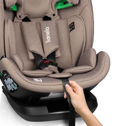 Lionelo - Περιστρεφόμενο παιδικό κάθισμα αυτοκινήτου με βάση LAVENDER i-Size 76-150 cm Μπεζ Latte