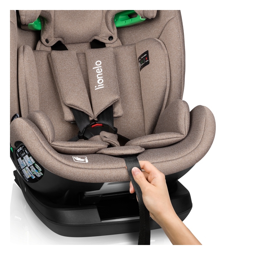 Lionelo - Περιστρεφόμενο παιδικό κάθισμα αυτοκινήτου με βάση LAVENDER i-Size 76-150 cm Μπεζ Latte