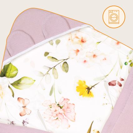 Lionelo - Περιτύλιγμα για παιδικό κάθισμα αυτοκινήτου TRAVEL SWADDLE 90x90 εκ. Ροζ με λουλούδια