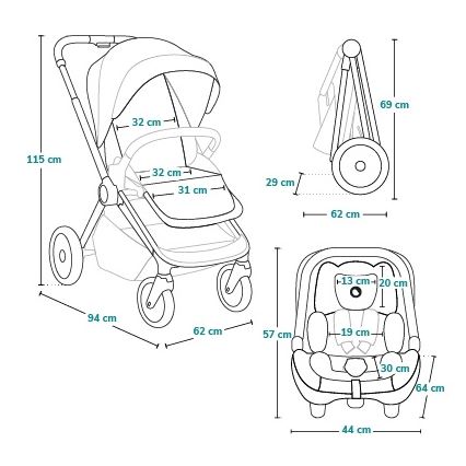 Lionelo - Πολυλειτουργικό καρότσι 3 σε 1 LAYLA Πράσινο Δάσος