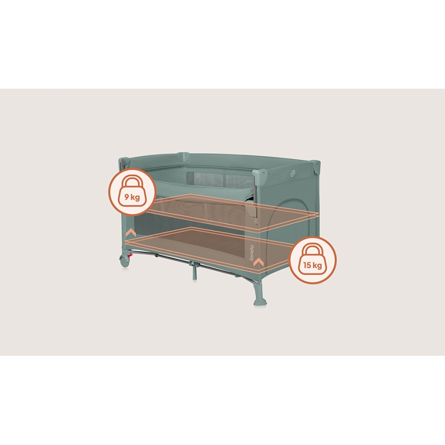 Lionelo - Ταξιδιωτική κούνια 3 σε 1 ELLEN Φασκόμηλο