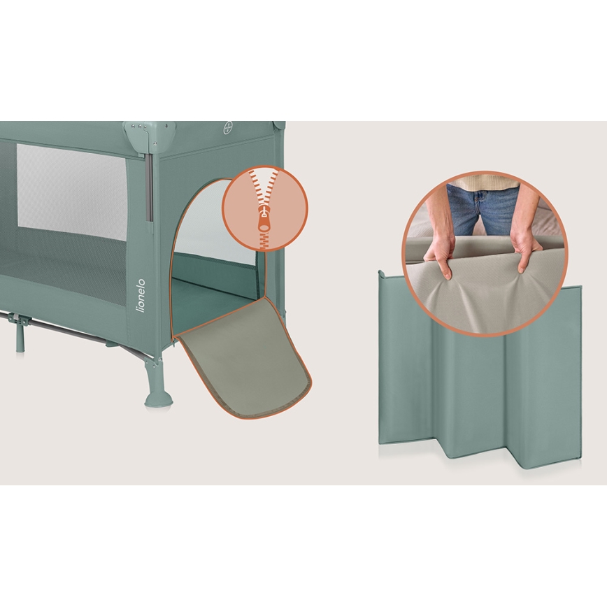 Lionelo - Ταξιδιωτική κούνια 3 σε 1 ELLEN Φασκόμηλο