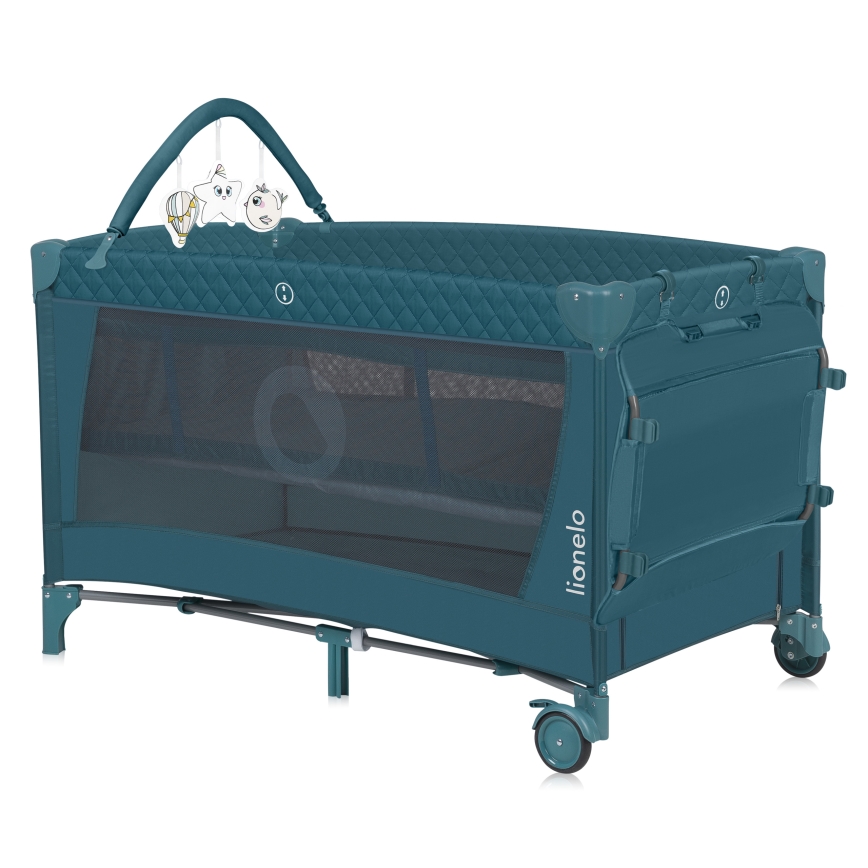 Lionelo - Ταξιδιωτική κούνια FLOWER Πράσινο-Τουρκουάζ