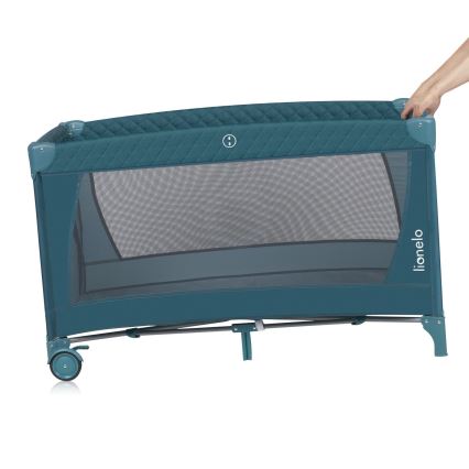 Lionelo - Ταξιδιωτική κούνια FLOWER Πράσινο-Τουρκουάζ