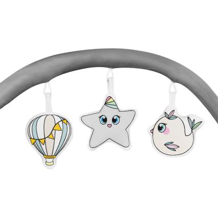 Lionelo - Ταξιδιωτική κούνια FLOWER Γκρι Σκανδιναβική