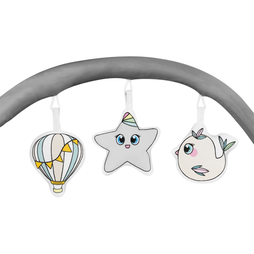 Lionelo - Ταξιδιωτική κούνια FLOWER Γκρι Σκανδιναβική