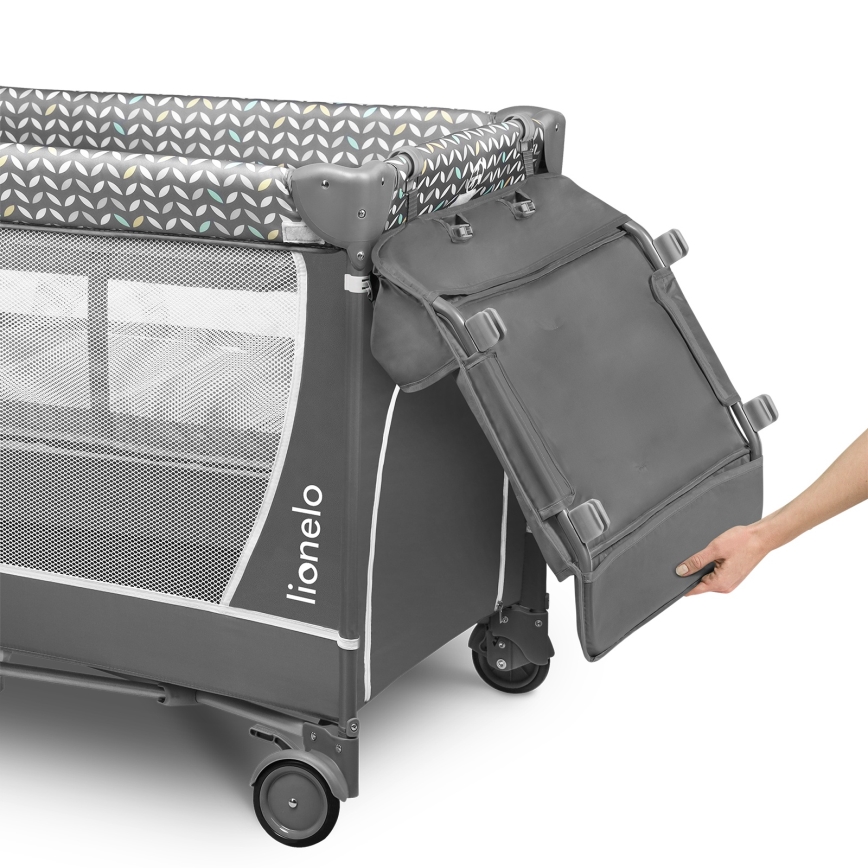 Lionelo - Ταξιδιωτική κούνια FLOWER Γκρι Σκανδιναβική