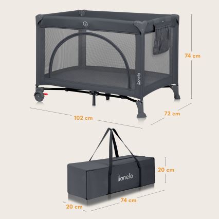 Lionelo - Ταξιδιωτική κούνια LAURA Γκρι Τσιμέντο