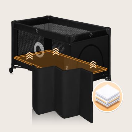 Lionelo - Ταξιδιωτική κούνια STEFI Black Carbon