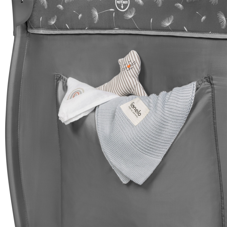 Lionelo - Ταξιδιωτική κούνια STEFI PLUS σε γκρι και λευκό