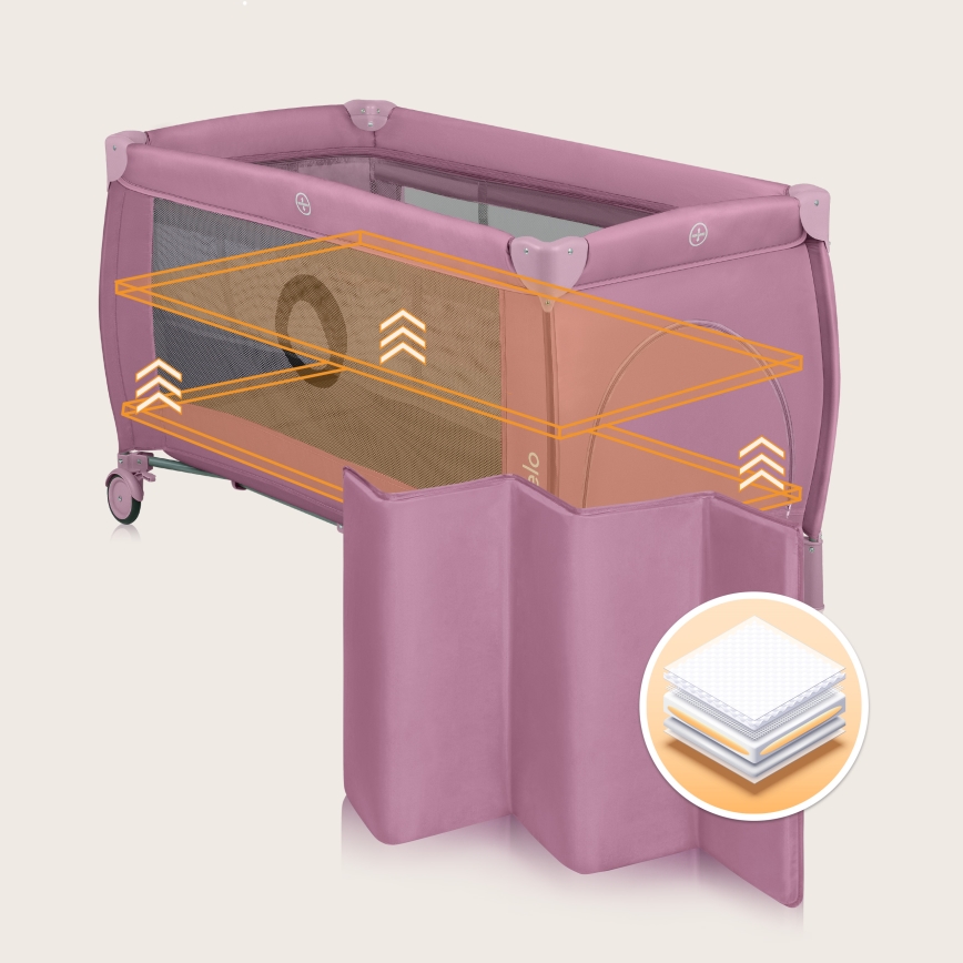 Lionelo - Ταξιδιωτική κούνια STEFI PLUS Ροζ Μανόλια