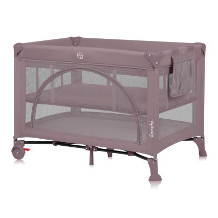 Lionelo - Ταξιδιωτικό κρεβατάκι LAURA ροζ-μπεζ