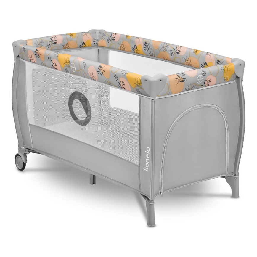 Lionelo - Ταξιδιωτικό κρεβατάκι STEFI PLUS Ροζ Κίτρινο