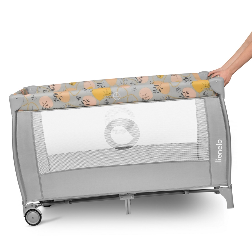 Lionelo - Ταξιδιωτικό κρεβατάκι STEFI PLUS Ροζ Κίτρινο