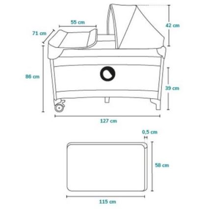 Lionelo - Ταξιδιωτικό κρεβατάκι SVEN PLUS γκρι/τυρκουάζ