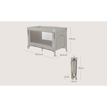 Lionelo - Ταξιδιωτικό παιδικό κρεβατάκι 3 σε 1 ELLEN Μπεζ Άμμος