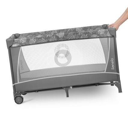 Lionelo - Ταξιδιωτικό παρκοκρέβατο FLOWER Grey Stone