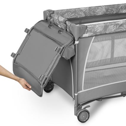 Lionelo - Ταξιδιωτικό παρκοκρέβατο FLOWER Grey Stone