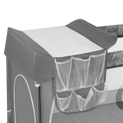 Lionelo - Ταξιδιωτικό παρκοκρέβατο FLOWER Grey Stone