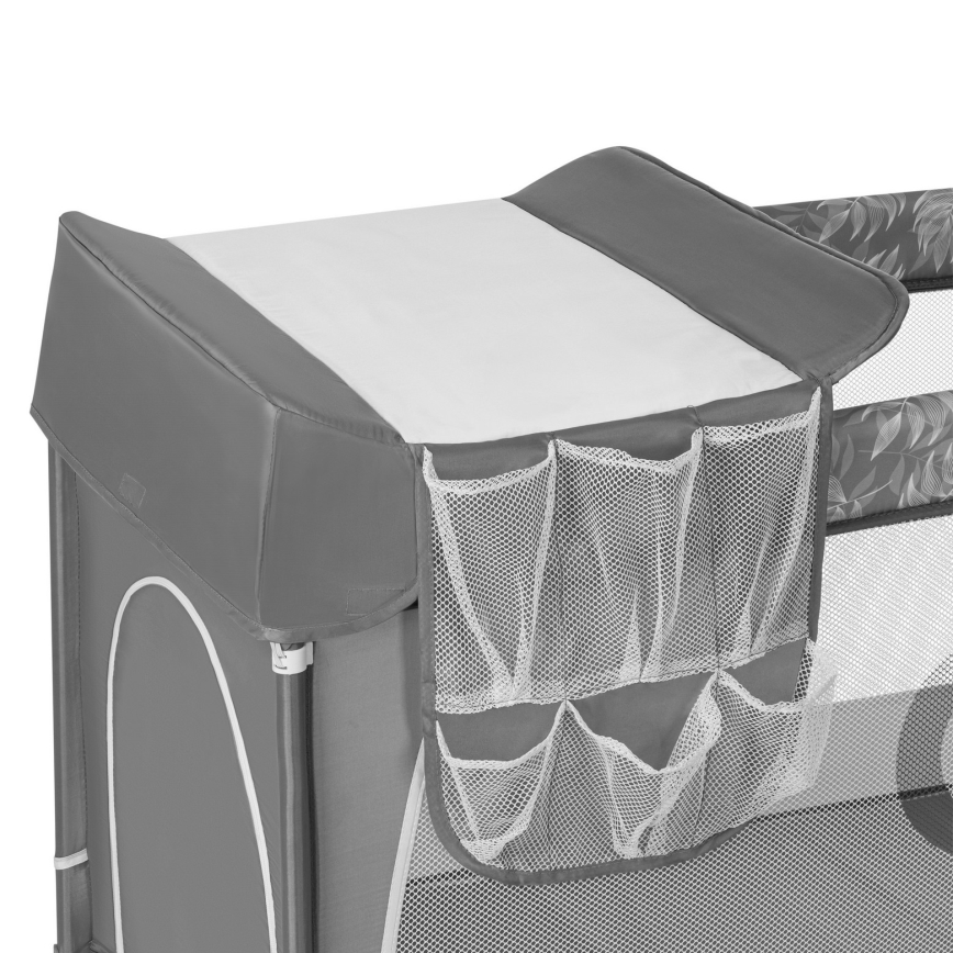 Lionelo - Ταξιδιωτικό παρκοκρέβατο FLOWER Grey Stone