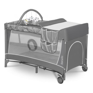 Lionelo - Ταξιδιωτικό παρκοκρέβατο FLOWER, χρώμα Grey Stone