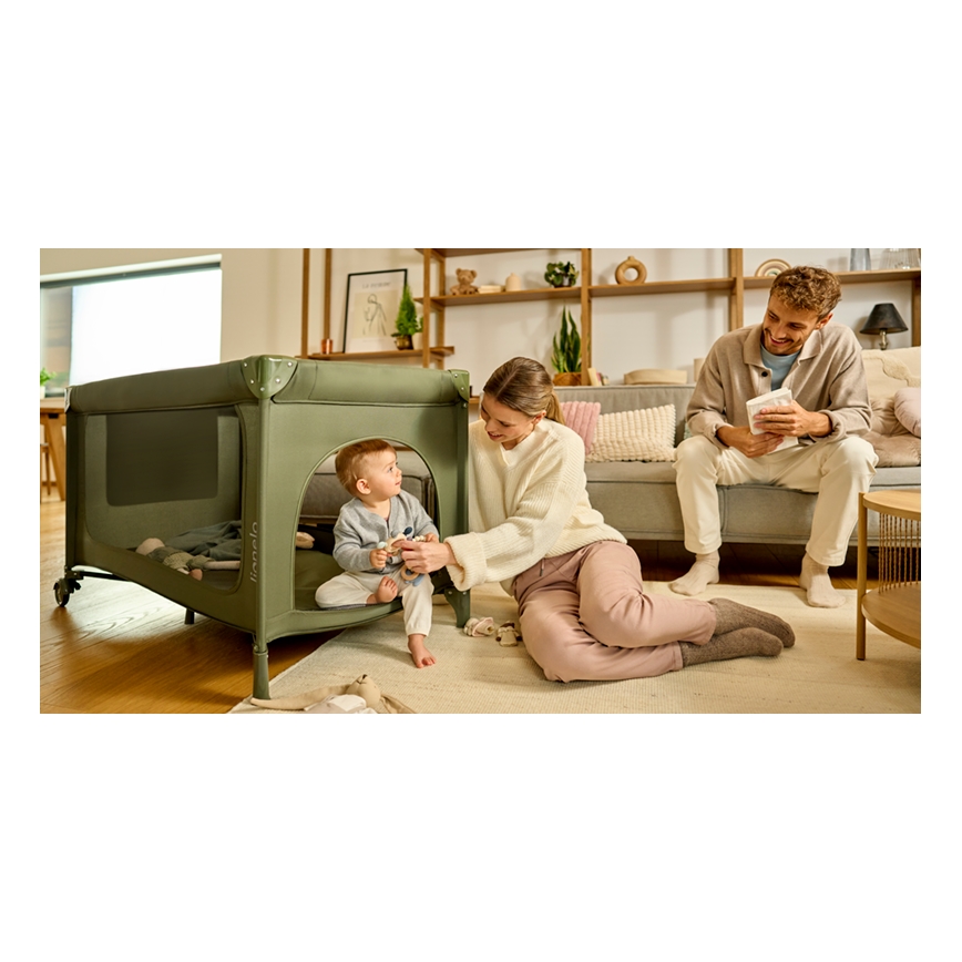 Lionelo - Ταξιδιωτικό παρκοκρέβατο JASMIN EASY FOLD, απόχρωση ελιάς