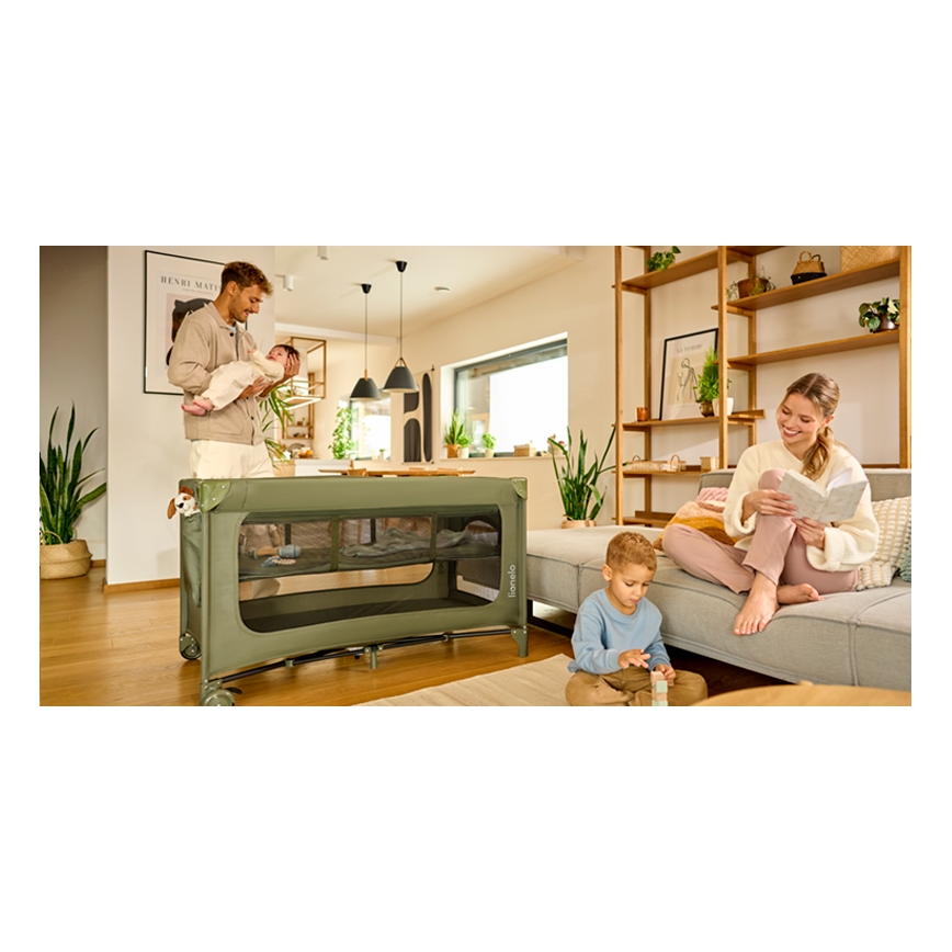 Lionelo - Ταξιδιωτικό παρκοκρέβατο JASMIN EASY FOLD, απόχρωση ελιάς