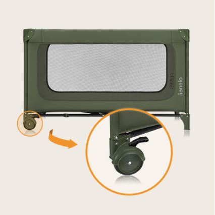 Lionelo - Ταξιδιωτικό παρκοκρέβατο JASMIN EASY FOLD, απόχρωση ελιάς