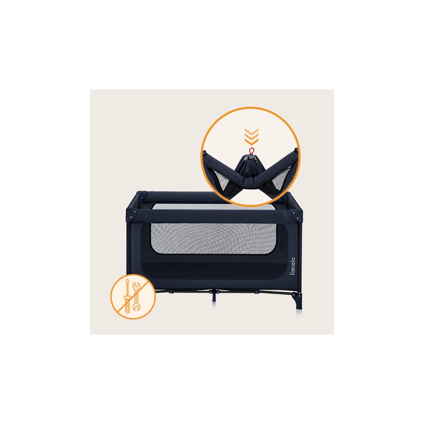 Lionelo - Ταξιδιωτικό παρκοκρέβατο JASMIN EASY FOLD σε ναυτικό μπλε