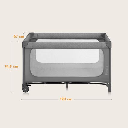 Lionelo - Ταξιδιωτικό παρκοκρέβατο JASMIN EASY FOLD Πέτρινο γκρι